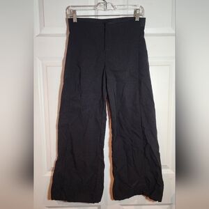Equestrian Stretchy Black Wide Leg Pants Adjustable Bottom Hem